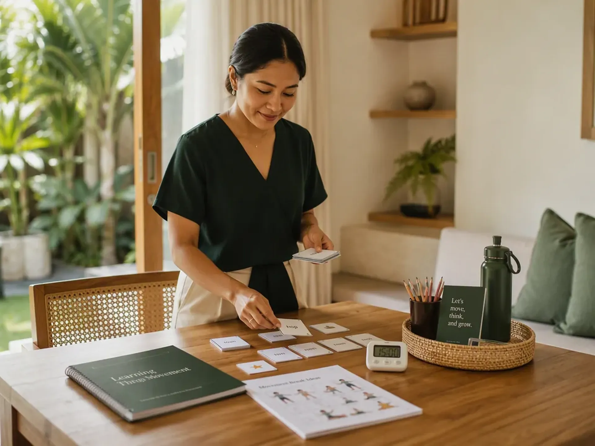 ADHD tutor Bali supporting focus and routines during an in-villa tutoring session.